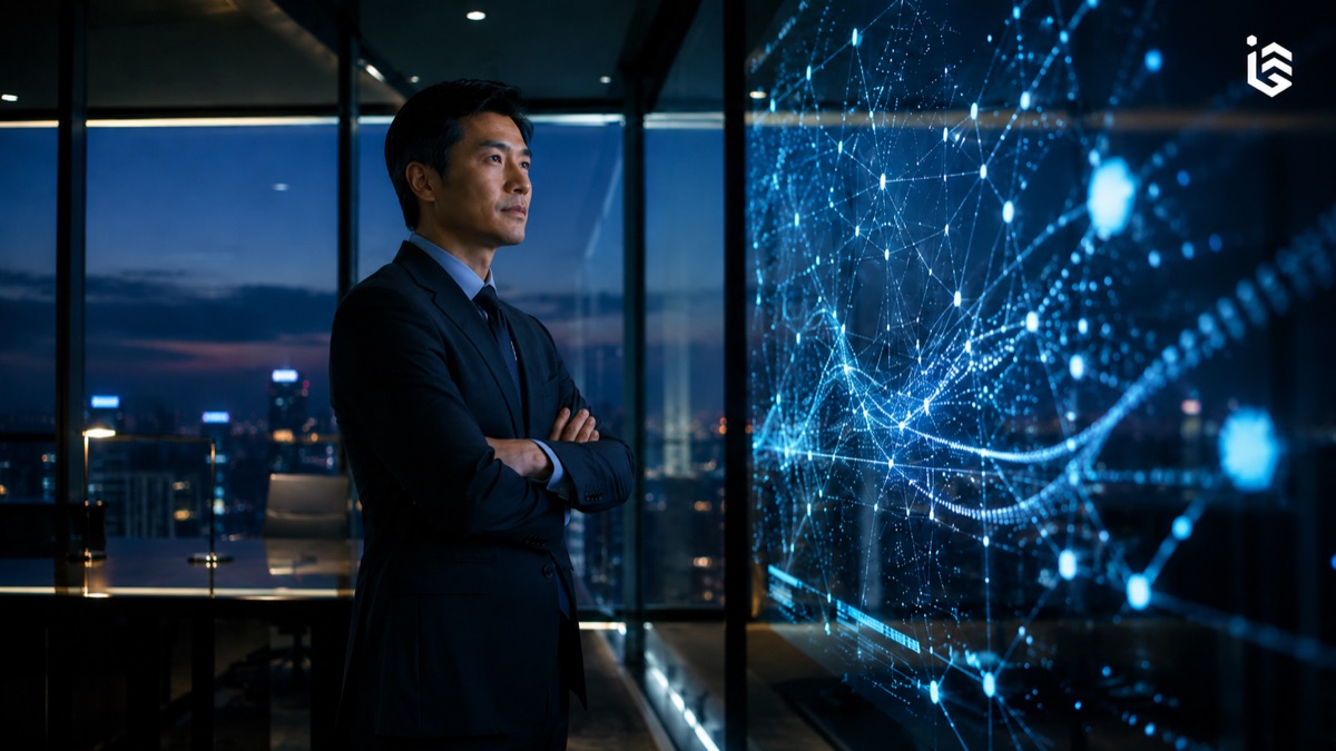 ผู้บริหารองค์กรมองภาพเครือข่าย Agentic AI บนจอ